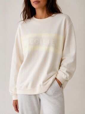 Cecilie Copenhagen Cream Lounge Crewneck Sweatshirt Organic Cotton M